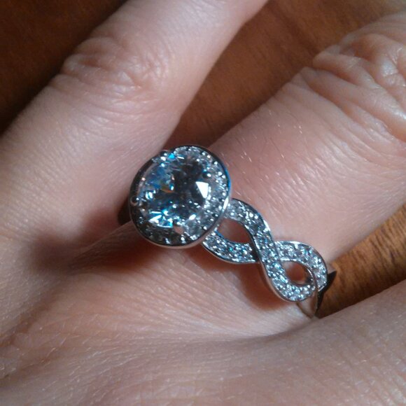 Simulated Diamond Sterling Silver Ring (Size 8) - Picture 2 of 14